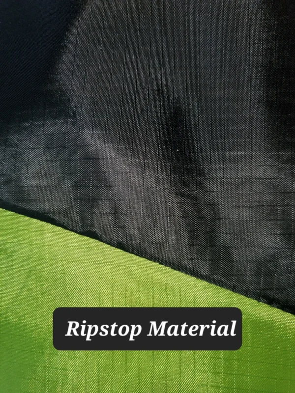 A black and green background with the words ripstop material in front.