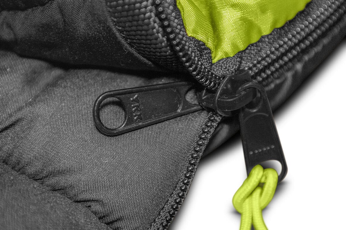 A close up of the zipper on a bag