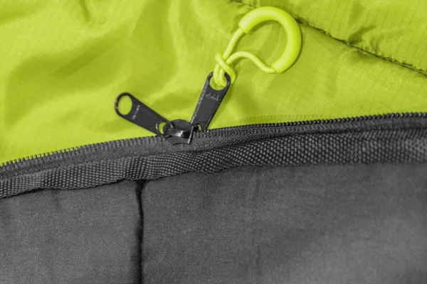 A close up of the zipper on a bag